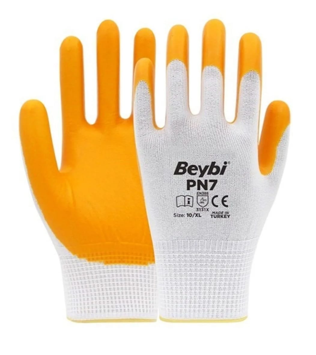 BEYBİ Pn7 Polyester Örme Nitril Eldiven 10 BEDEN 12 ÇİFT 