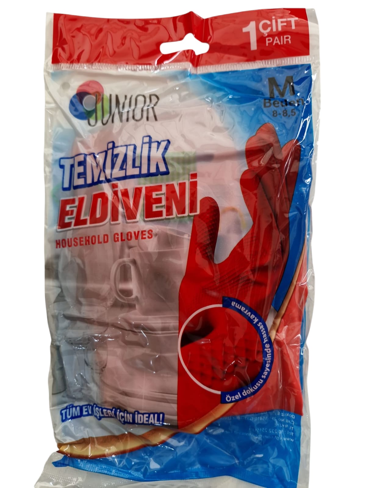 Junıor Bulaşık (lastik) Eldiveni M BEDEN No: 8-8,5  12 ÇİFT 