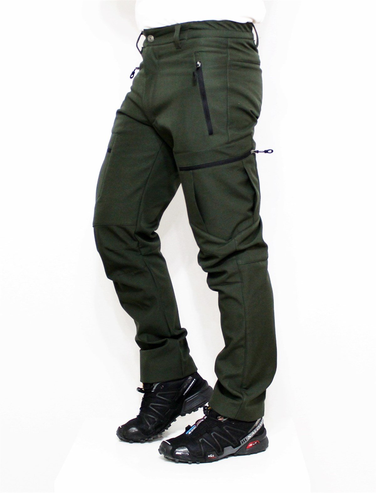 SHOFTSHELL PANTOLON ZİPPER KARGO CEPLİ HAKİ